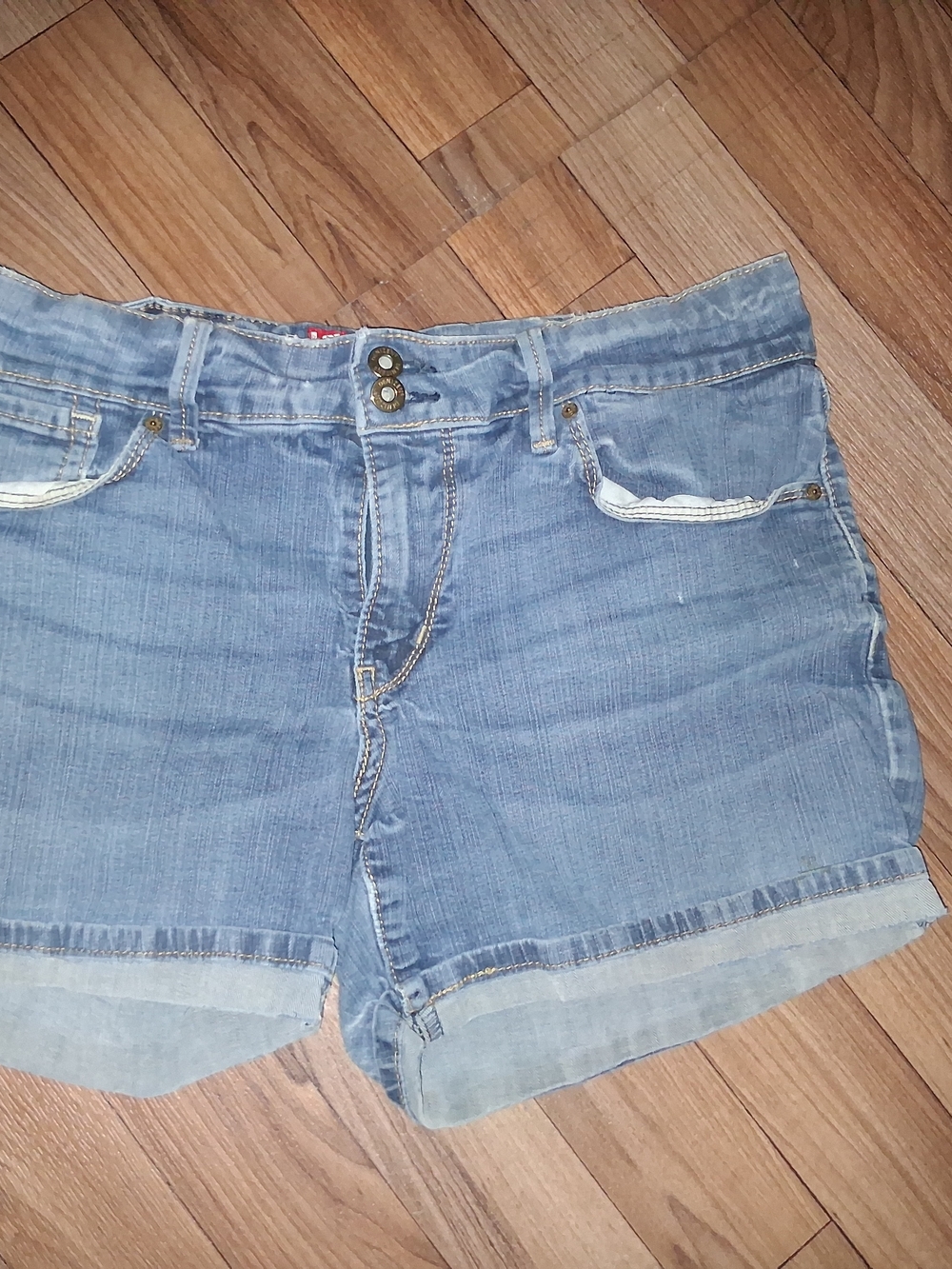 Levi's Medium Blue Cuffed Denim Shorts